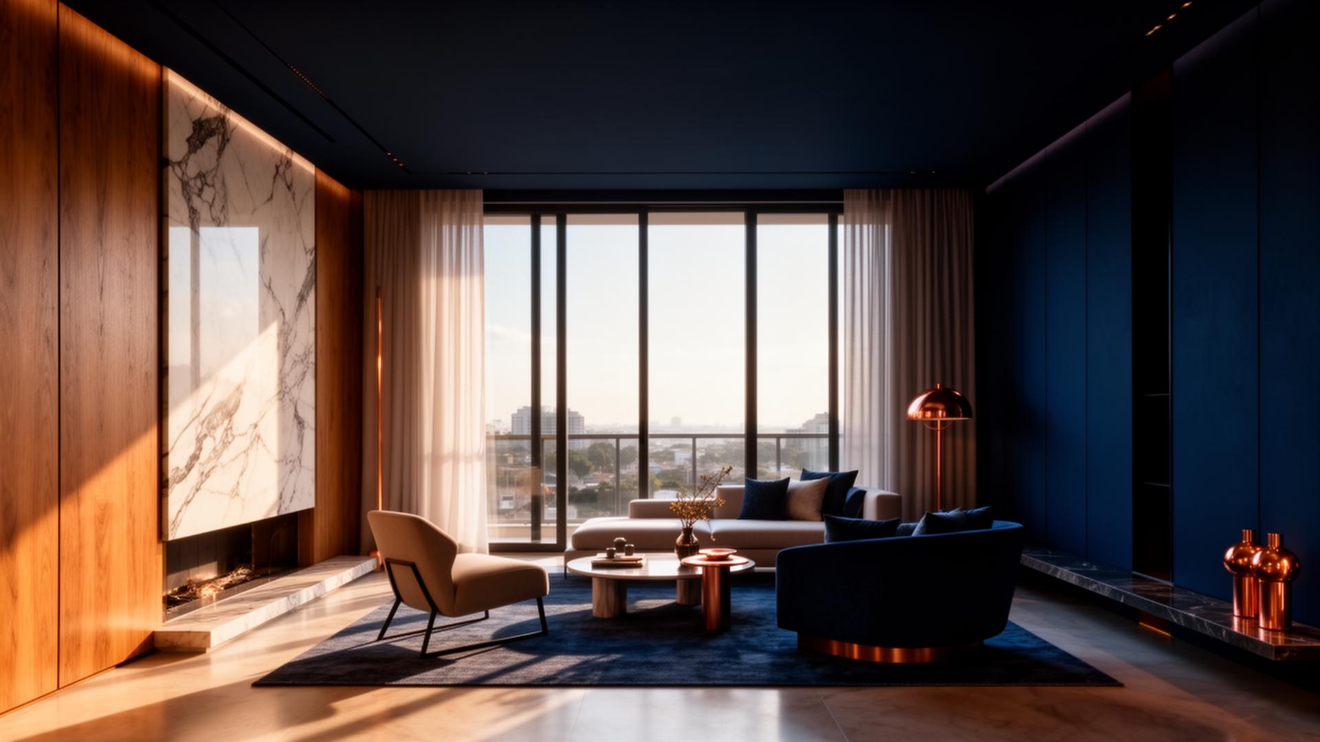 Sala de estar contemporânea após reforma premium executada pela Revora na Grande Vitória